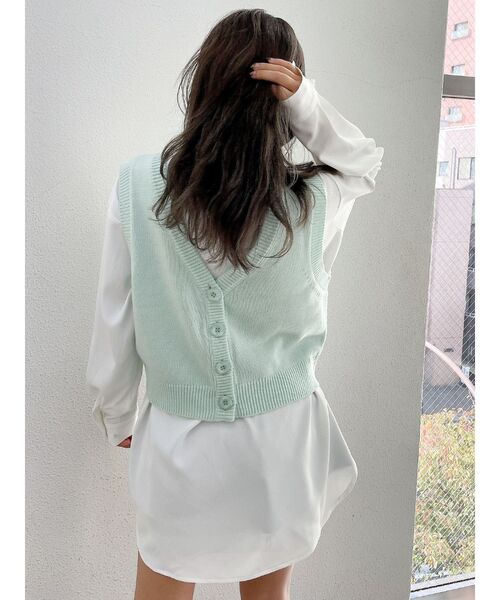 GYDA（ジェイダ）の「2WAY LOOSEニットVESTトップス（ベスト・レディース・アイボリー/ミント・FREE）」の4枚目の写真