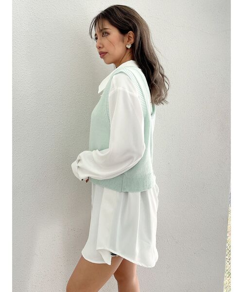 GYDA（ジェイダ）の「2WAY LOOSEニットVESTトップス（ベスト・レディース・アイボリー/ミント・FREE）」の5枚目の写真