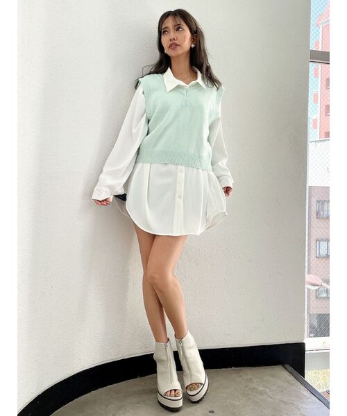 GYDA（ジェイダ）の「2WAY LOOSEニットVESTトップス（ベスト・レディース・アイボリー/ミント・FREE）」の6枚目の写真