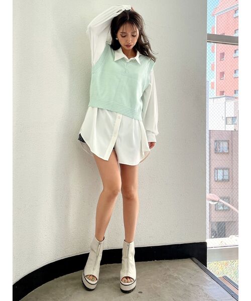 GYDA（ジェイダ）の「2WAY LOOSEニットVESTトップス（ベスト・レディース・アイボリー/ミント・FREE）」の7枚目の写真