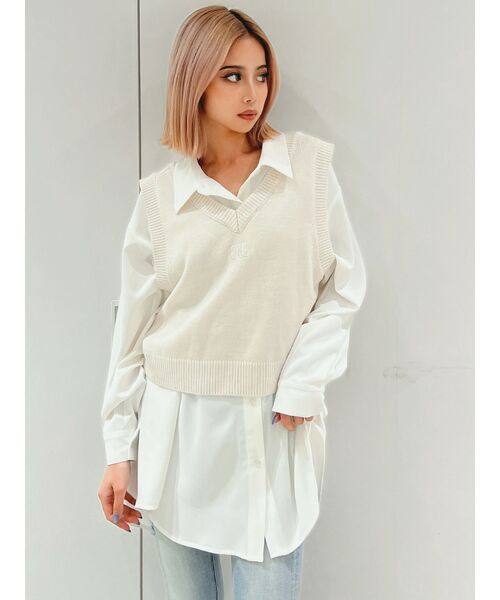 WOMENS メッシュニットベスト ホワイト/072342762