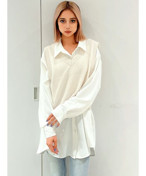 GYDA（ジェイダ）の「2WAY LOOSEニットVESTトップス（ベスト・レディース・アイボリー/ミント・FREE）」の16枚目の写真