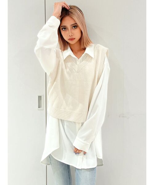 GYDA（ジェイダ）の「2WAY LOOSEニットVESTトップス（ベスト・レディース・アイボリー/ミント・FREE）」の17枚目の写真