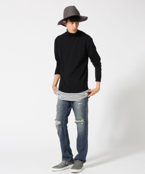 RAGEBLUE（レイジブルー）の「＜お手入れ簡単！＞ウォッシャブルニットタートル/566803（ニット/セーター・メンズ・ネイビー/ホワイト/グレー・LARGE/MEDIUM）」の6枚目の写真