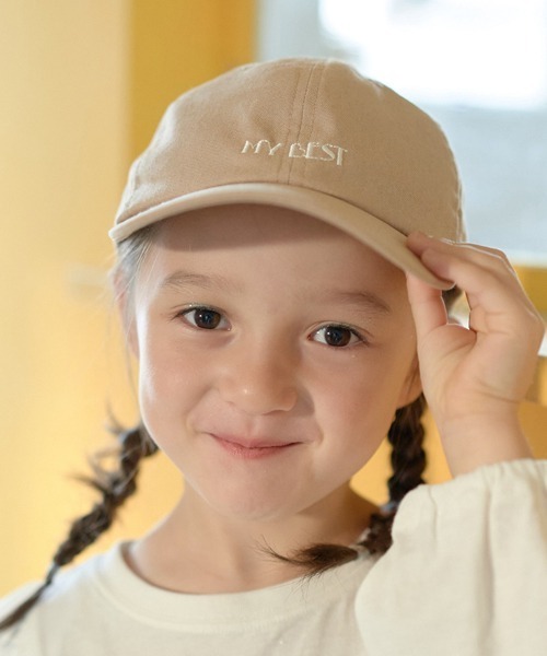 Lycee mine（リセマイン）の「アソートロゴ刺しゅうリボンキャップ（キャップ・キッズ・アイボリー/サックスブルー/ブラック/ベージュ/マスタード/ミント/ピンク・52cm/54cm）」の3枚目の写真