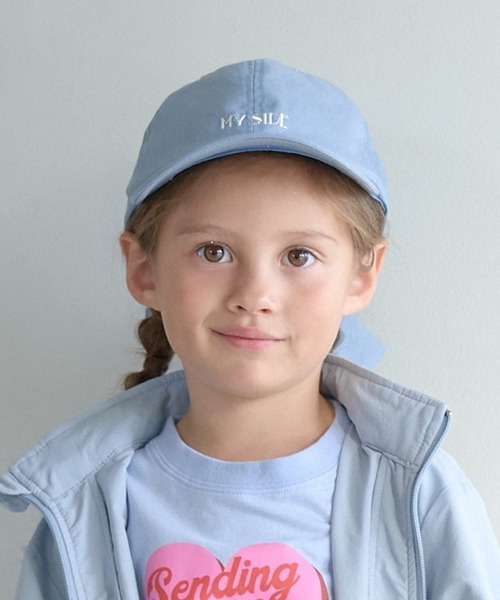 Lycee mine（リセマイン）の「アソートロゴ刺しゅうリボンキャップ（キャップ・キッズ・アイボリー/サックスブルー/ブラック/ベージュ/マスタード/ミント/ピンク・52cm/54cm）」の5枚目の写真