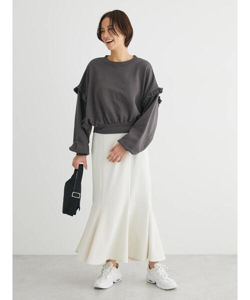 Green　Parks（グリーンパークス）の「ストレッチマーメイドスカート（スカート・レディース・アイボリー/ダークネイビー/イエロー・FREE）」の7枚目の写真