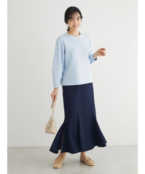 Green　Parks（グリーンパークス）の「ストレッチマーメイドスカート（スカート・レディース・アイボリー/ダークネイビー/イエロー・FREE）」の15枚目の写真