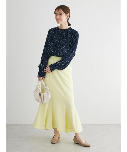 Green　Parks（グリーンパークス）の「ストレッチマーメイドスカート（スカート・レディース・アイボリー/ダークネイビー/イエロー・FREE）」の18枚目の写真