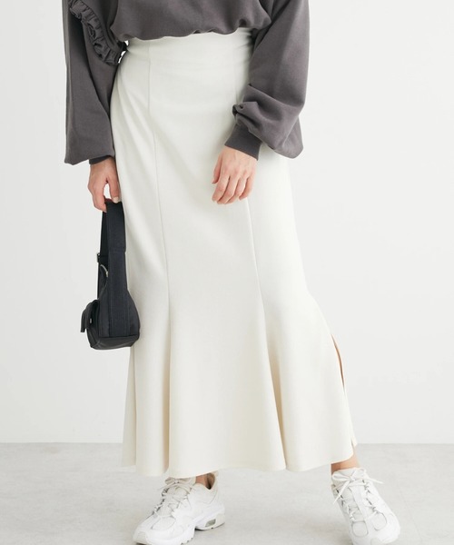 Green　Parks（グリーンパークス）の「ストレッチマーメイドスカート（スカート・レディース・アイボリー/ダークネイビー/イエロー・FREE）」の2枚目の写真