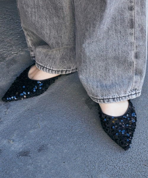 Auntie Rosa Holiday（アンティローザホリデー）の「ポインテッドスパンコールミュール（その他シューズ・レディース・シルバー/ブラック・39/37）」の8枚目の写真