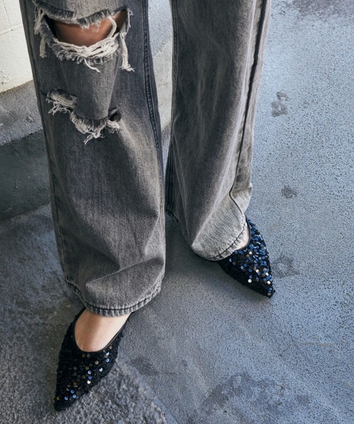 Auntie Rosa Holiday（アンティローザホリデー）の「ポインテッドスパンコールミュール（その他シューズ・レディース・シルバー/ブラック・39/37）」の11枚目の写真