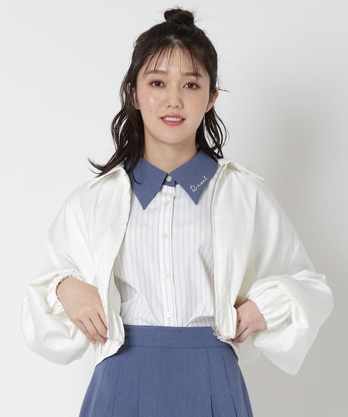 REDYAZEL(レディアゼル)の「ショートブルゾン(ブルゾン・レディース・オフホワイト/ピンク/サックスブルー・FREE)」の2枚目の写真