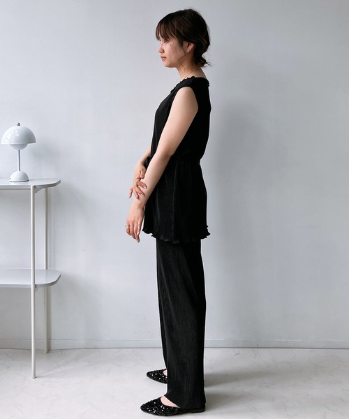 AS KNOW AS plus（アズノゥアズプラス）の「◎プリーツノースリとパンツセット（セットアップ・レディース・カーキ/ブラック/モカ/ブラック系・FREE）」の19枚目の写真