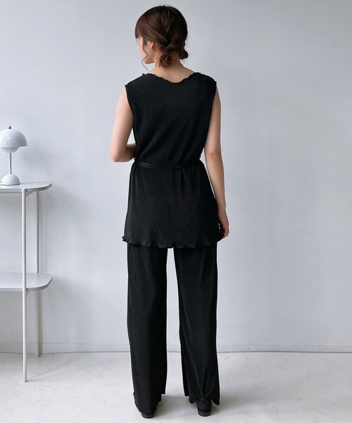 AS KNOW AS plus（アズノゥアズプラス）の「◎プリーツノースリとパンツセット（セットアップ・レディース・カーキ/ブラック/モカ/ブラック系・FREE）」の20枚目の写真