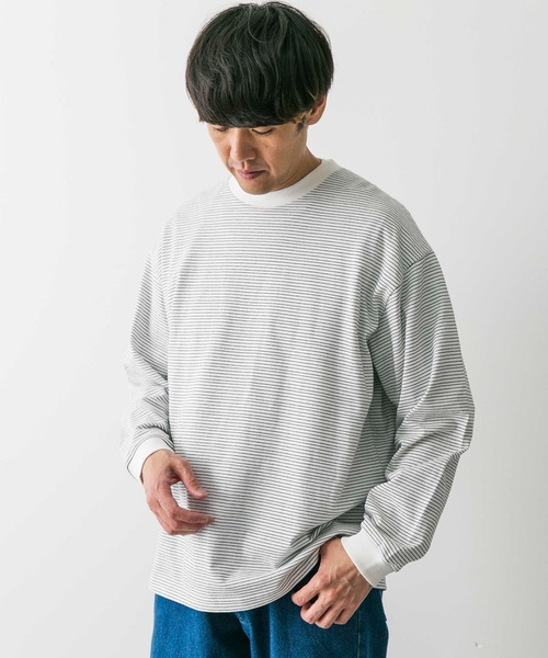 URBAN RESEARCH DOORS（アーバンリサーチドアーズ）の「ミジンボーダーロングスリーブTシャツ（Tシャツ/カットソー・メンズ・ブラック系その他/ホワイト系その他/グレー系その他・MEDIUM/LARGE）」の5枚目の写真