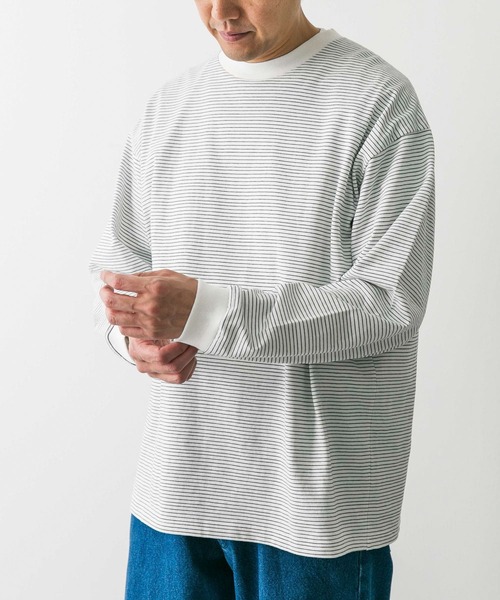 URBAN RESEARCH DOORS（アーバンリサーチドアーズ）の「ミジンボーダーロングスリーブTシャツ（Tシャツ/カットソー・メンズ・ブラック系その他/ホワイト系その他/グレー系その他・MEDIUM/LARGE）」の6枚目の写真