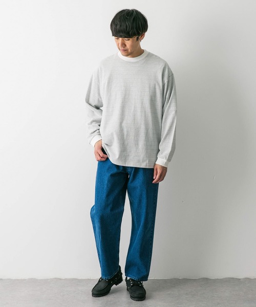 URBAN RESEARCH DOORS（アーバンリサーチドアーズ）の「ミジンボーダーロングスリーブTシャツ（Tシャツ/カットソー・メンズ・ブラック系その他/ホワイト系その他/グレー系その他・MEDIUM/LARGE）」の7枚目の写真