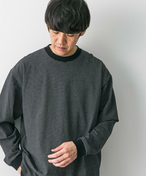 URBAN RESEARCH DOORS（アーバンリサーチドアーズ）の「ミジンボーダーロングスリーブTシャツ（Tシャツ/カットソー・メンズ・ブラック系その他/ホワイト系その他/グレー系その他・MEDIUM/LARGE）」の9枚目の写真