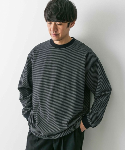 URBAN RESEARCH DOORS（アーバンリサーチドアーズ）の「ミジンボーダーロングスリーブTシャツ（Tシャツ/カットソー・メンズ・ブラック系その他/ホワイト系その他/グレー系その他・MEDIUM/LARGE）」の10枚目の写真