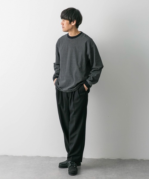 URBAN RESEARCH DOORS（アーバンリサーチドアーズ）の「ミジンボーダーロングスリーブTシャツ（Tシャツ/カットソー・メンズ・ブラック系その他/ホワイト系その他/グレー系その他・MEDIUM/LARGE）」の14枚目の写真