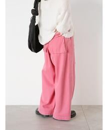 ehka sopo | ウォッシュ加工ベルト付ワイドパンツ(その他パンツ)
