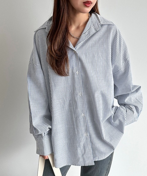 apres jour mignon(アプレジュールミニョン)の「アソートオーバーサイズシャツ【ZOZOTOWN限定アイテム】(シャツ/ブラウス・レディース・ネイビー/ブラック系その他/ブルー/オフホワイト/チャコールグレー/ピンク/オレンジ・X-LARGE/フリー)」の4枚目の写真