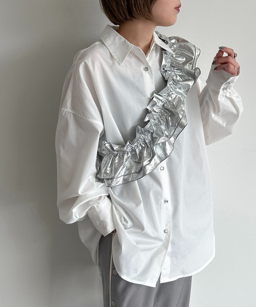 apres jour mignon(アプレジュールミニョン)の「アソートオーバーサイズシャツ【ZOZOTOWN限定アイテム】(シャツ/ブラウス・レディース・ネイビー/ブラック系その他/ブルー/オフホワイト/チャコールグレー/ピンク/オレンジ・X-LARGE/フリー)」の2枚目の写真