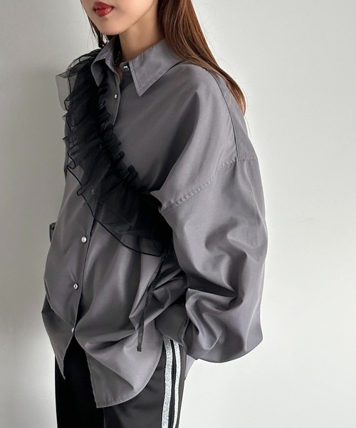 apres jour mignon(アプレジュールミニョン)の「アソートオーバーサイズシャツ【ZOZOTOWN限定アイテム】(シャツ/ブラウス・レディース・ネイビー/ブラック系その他/ブルー/オフホワイト/チャコールグレー/ピンク/オレンジ・X-LARGE/フリー)」の1枚目の写真