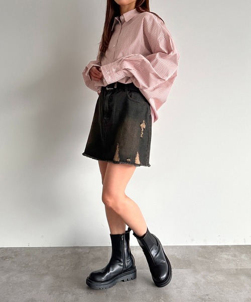 apres jour mignon(アプレジュールミニョン)の「アソートオーバーサイズシャツ【ZOZOTOWN限定アイテム】(シャツ/ブラウス・レディース・ネイビー/ブラック系その他/ブルー/オフホワイト/チャコールグレー/ピンク/オレンジ・X-LARGE/フリー)」の11枚目の写真