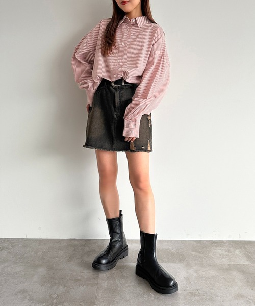 apres jour mignon(アプレジュールミニョン)の「アソートオーバーサイズシャツ【ZOZOTOWN限定アイテム】(シャツ/ブラウス・レディース・ネイビー/ブラック系その他/ブルー/オフホワイト/チャコールグレー/ピンク/オレンジ・X-LARGE/フリー)」の10枚目の写真