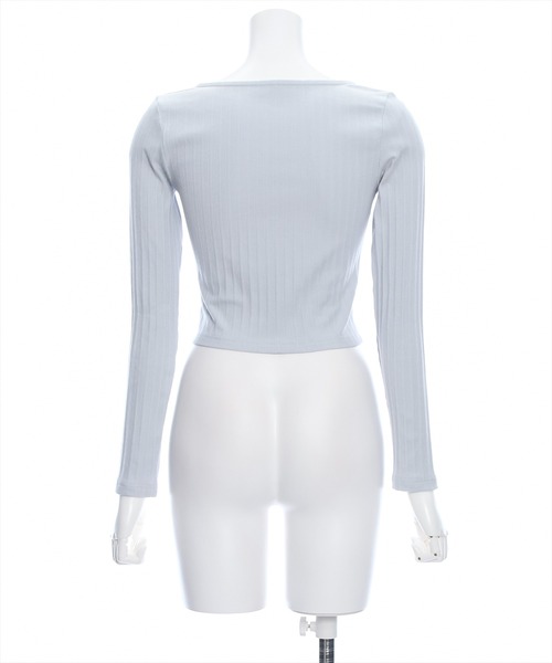 clear（クリア）の「スクエアジップリブ長袖カットソー（Tシャツ/カットソー・レディース・ライトグレー/オフホワイト/ブラック・F）」の7枚目の写真