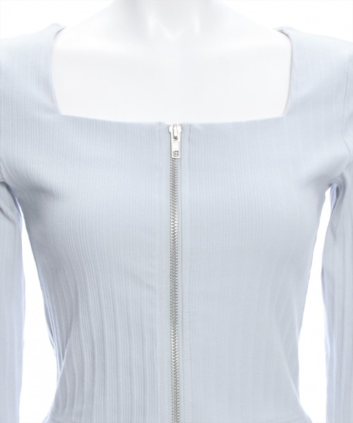 clear（クリア）の「スクエアジップリブ長袖カットソー（Tシャツ/カットソー・レディース・ライトグレー/オフホワイト/ブラック・F）」の9枚目の写真