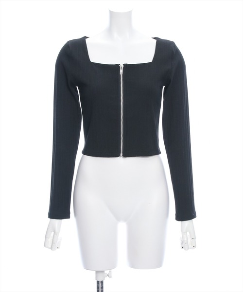 clear（クリア）の「スクエアジップリブ長袖カットソー（Tシャツ/カットソー・レディース・ライトグレー/オフホワイト/ブラック・F）」の19枚目の写真