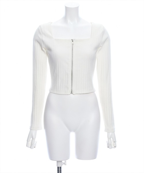 clear（クリア）の「スクエアジップリブ長袖カットソー（Tシャツ/カットソー・レディース・ライトグレー/オフホワイト/ブラック・F）」の20枚目の写真