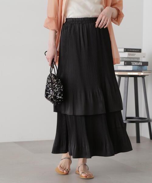 N.（N. Natural Beauty Basic）（エヌエヌナチュラルビューティーベーシック）の「◆プリーツレイヤードスカート（スカート・レディース・クリーム/ブラック・MEDIUM）」の19枚目の写真