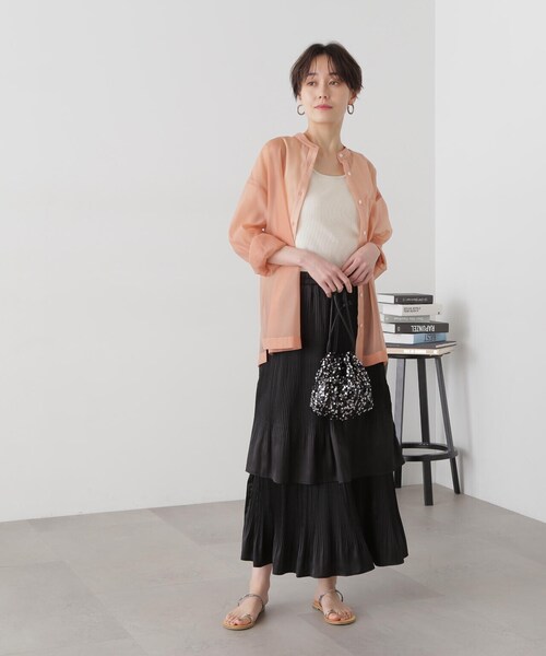 N.（N. Natural Beauty Basic）（エヌエヌナチュラルビューティーベーシック）の「◆プリーツレイヤードスカート（スカート・レディース・クリーム/ブラック・MEDIUM）」の20枚目の写真