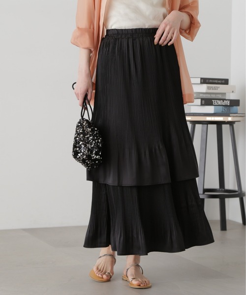 N.（N. Natural Beauty Basic）（エヌエヌナチュラルビューティーベーシック）の「◆プリーツレイヤードスカート（スカート・レディース・クリーム/ブラック・MEDIUM）」の2枚目の写真