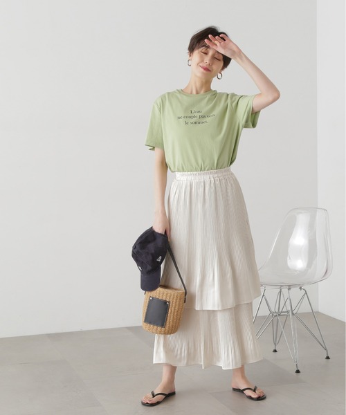 N.（N. Natural Beauty Basic）（エヌエヌナチュラルビューティーベーシック）の「◆プリーツレイヤードスカート（スカート・レディース・クリーム/ブラック・MEDIUM）」の9枚目の写真