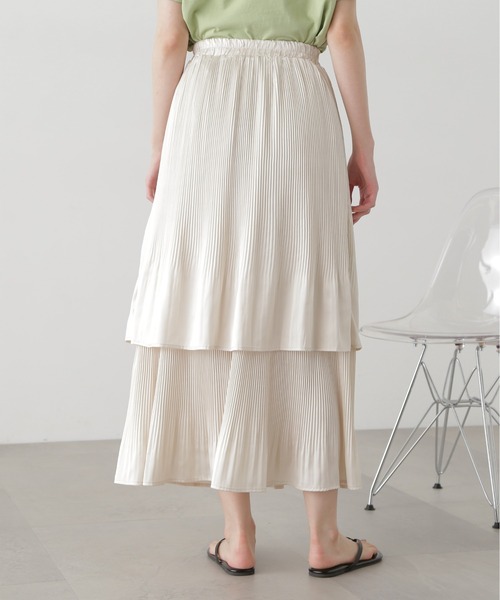 N.（N. Natural Beauty Basic）（エヌエヌナチュラルビューティーベーシック）の「◆プリーツレイヤードスカート（スカート・レディース・クリーム/ブラック・MEDIUM）」の15枚目の写真