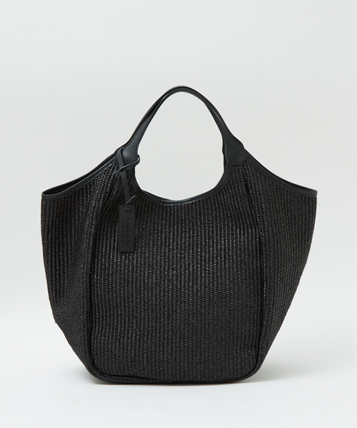 marco masi(マルコマージ)の「【MARCO MASI】レザーハンドルラフィアバッグ L(かごバッグ・レディース・ブラック/ライトグレー・L)」の5枚目の写真