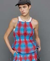 MAISON SPECIAL | Checked Shirring Bustier/チェックシャーリングビスチェ【MAISON SPECIAL/メゾンスペシャル】■セットアップ対応■(シャツ/ブラウス)