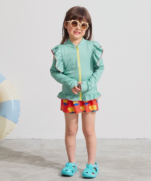 HOGAN RANCH WEAR（ホーガンランチウエア）の「【UVカット】girl’s ZIPラッシュガード（80～140cm）（ラッシュガード・キッズ・ミント/ピンク・140/130/80/120/110/100/90）」の2枚目の写真