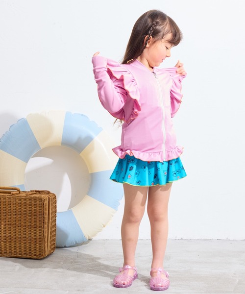 HOGAN RANCH WEAR（ホーガンランチウエア）の「【UVカット】girl’s ZIPラッシュガード（80～140cm）（ラッシュガード・キッズ・ミント/ピンク・140/130/80/120/110/100/90）」の3枚目の写真