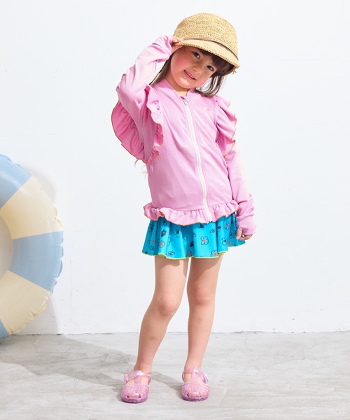 HOGAN RANCH WEAR（ホーガンランチウエア）の「【UVカット】girl’s ZIPラッシュガード（80～140cm）（ラッシュガード・キッズ・ミント/ピンク・140/130/80/120/110/100/90）」の5枚目の写真