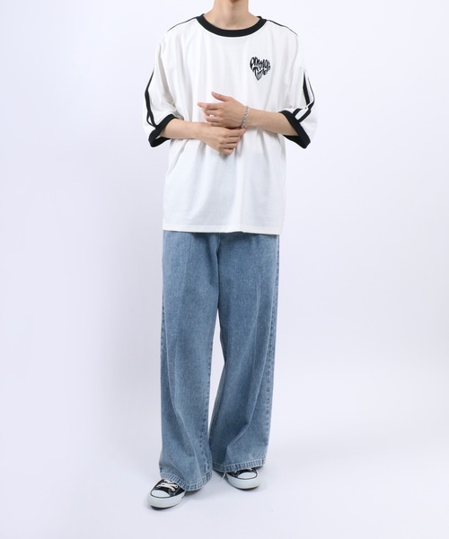 ANPAS（アンパス）の「Monotone Heart Logo Ringer T-Shirt/モノトーン ハートロゴ リンガー 半袖 Tシャツ メンズ レディース（Tシャツ/カットソー・メンズ・ブラック系その他/ブラック/ホワイト/ホワイト系その他・M/L/LL）」の5枚目の写真