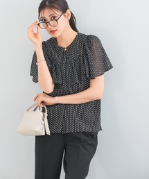 ジオメトリックフリルブラウス