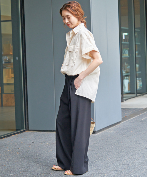 Spick & Span（スピックアンドスパン）の「ガーメントダイサファリシャツ（シャツ/ブラウス・レディース・カーキ/サックスブルー/ホワイト/ベージュ・FREE）」の11枚目の写真