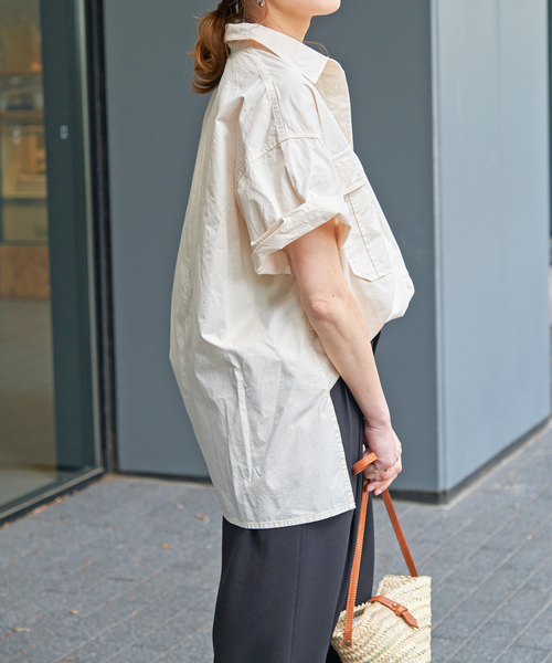 Spick & Span（スピックアンドスパン）の「ガーメントダイサファリシャツ（シャツ/ブラウス・レディース・カーキ/サックスブルー/ホワイト/ベージュ・FREE）」の15枚目の写真