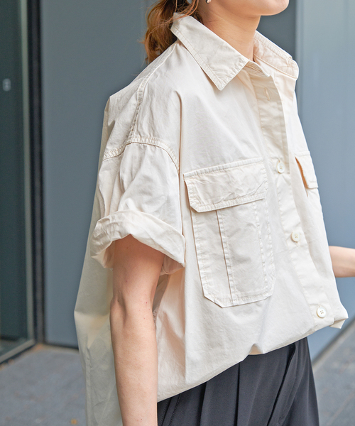 Spick & Span（スピックアンドスパン）の「ガーメントダイサファリシャツ（シャツ/ブラウス・レディース・カーキ/サックスブルー/ホワイト/ベージュ・FREE）」の18枚目の写真